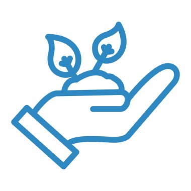 Moda stili izole edilmiş vektör illüstrasyonunda bir yaprak simgesini tutan el