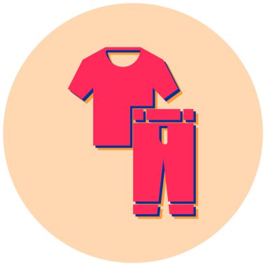 Tişört, şort, ceket, pantolon, kıyafet, tişört, düz, vektör illüstrasyonu