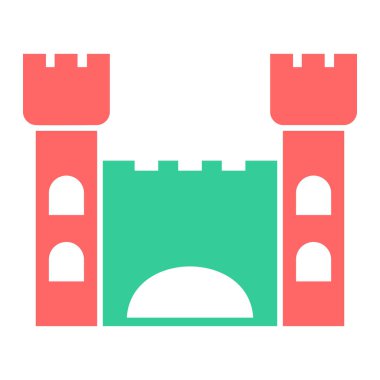 Şato kulesi ikonu. Web için ortaçağ inşa vektör simgelerinin basit illüstrasyonu