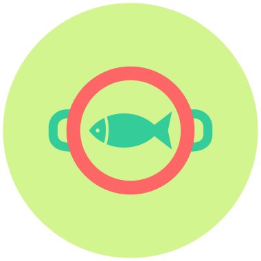 Balık pişirme. Web simgesi basit illüstrasyon