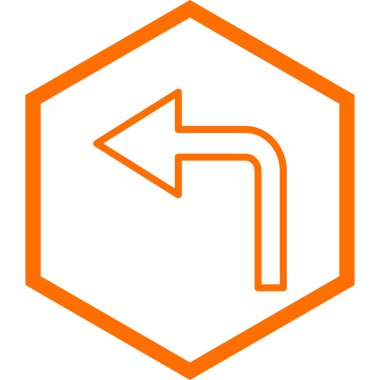 Sola vektör simgesine dön. stilde düz simgeler, sarı renk, beyaz arkaplan.