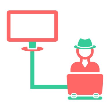 Şapkalı bilgisayar klavyesi ve dizüstü bilgisayar vektör çizimi tasarımı