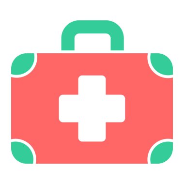 İlk yardım çantası ikonu. Web tasarımı için hastane vektör sembolünün basit bir çizimi