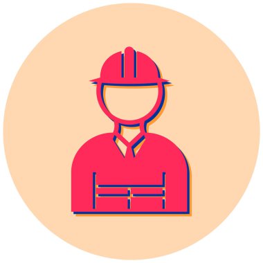 İnşaat işçisi ikonu. Beyaz arkaplanda izole edilmiş web tasarımı için oluşturucu vektör simgelerinin basit çizimi