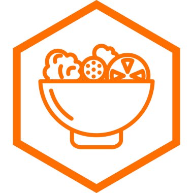 Bir kase yiyecek ikonu vektör illüstrasyonu