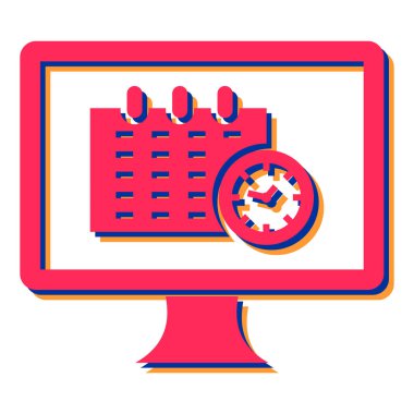 Zamanlama vektör illüstrasyonlu bilgisayar monitörü