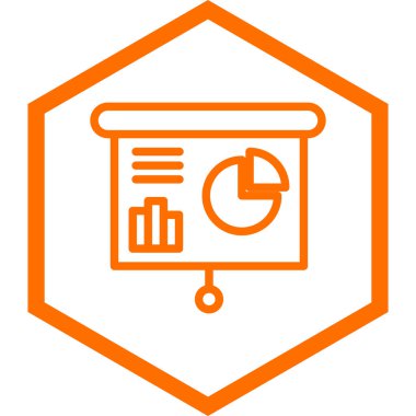 turuncu pasta grafiği simgesi beyaz arkaplanda izole edildi. Renkli taslak konsepti. vektör.