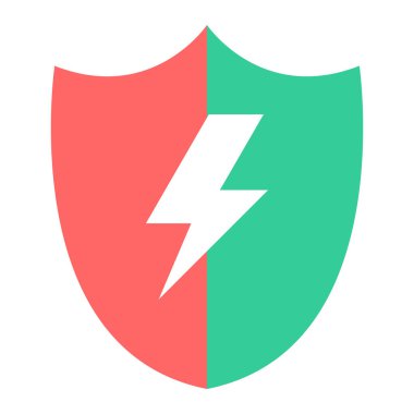 Yıldırım ikonlu kalkan. vektör illüstrasyonu