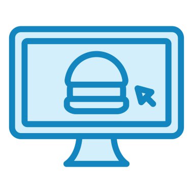 Çevrimiçi Yemek. Web simgesi basit illüstrasyon 