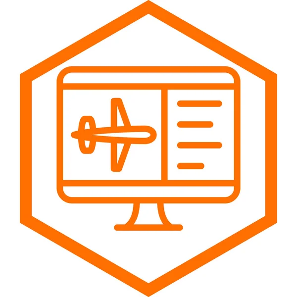Airline Ikone Isoliert Hintergrund Reisesymbol Orangefarbener Sechskant Knopf Vektorillustration — Stockvektor
