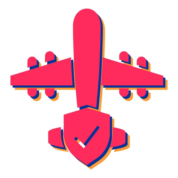 Icono Avión Estilo Dibujos Animados Aislado Sobre Fondo Blanco Plano — Vector de stock