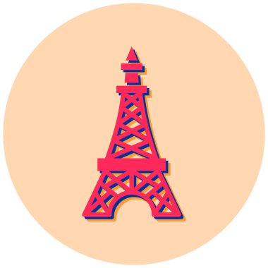 Eyfel kulesi simgesi beyaz arkaplanda izole edilmiş. seyahat sembolü çizimi.