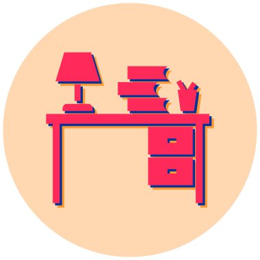 masa düz simgesi, vektör illüstrasyonu