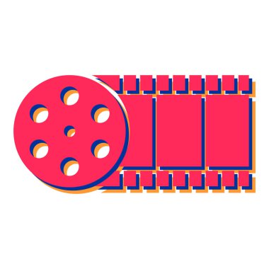 Film makarası ikonu. Web tasarımı için sinema kamerası vektör simgelerinin düz çizimi