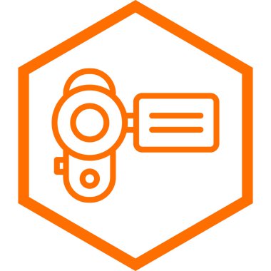 turuncu çizgi kamera simgesi beyaz arkaplanda izole edildi. Film sembolü. vektör illüstrasyonu