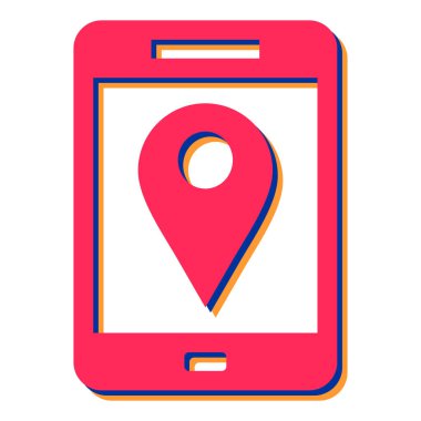 konum pin vektör illüstrasyonlu cep telefonu