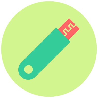 USB flash disk simgesi. Web için basit bir düz vektör düğmesi çizimi