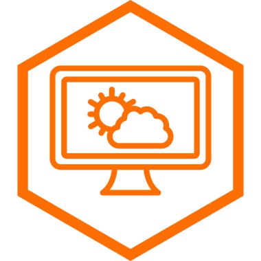 Bilgisayar ve bulut simgesinin vektör çizimi