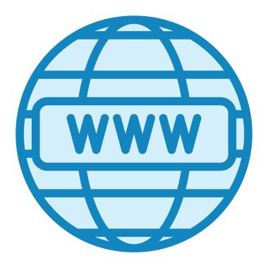 Beyaz arkaplanda www simgesine sahip internet tarayıcısı izole edildi. vektör illüstrasyonu