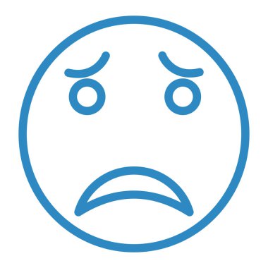 Korkmuş yüz vektör simgesi. biçim iki renkli düz sembol, mavi ve beyaz renkler, yuvarlak açılar, gri