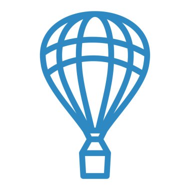 Sıcak hava balonu simgesi, dış hat vektör işareti, beyaz üzerine izole edilmiş doğrusal sembol.