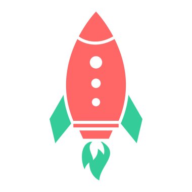 Roket ikonu. Düz dizayn. vektör illüstrasyonu.