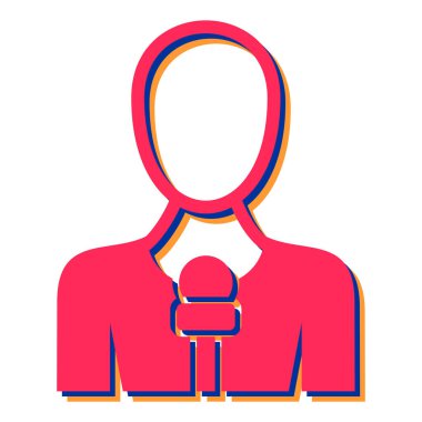 Mikrofon ikonlu adam. Web tasarımı için iş adamı vektör simgelerinin düz çizimi