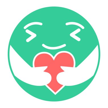 Kalp şekli vektör çizimi olan sevimli yüz ifadeleri