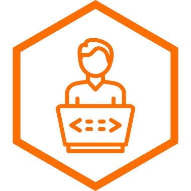 Dizüstü bilgisayarı olan modern bir adamın vektör illüstrasyonu