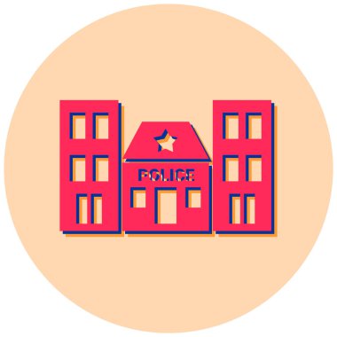 Polis binası. Web simgesi basit illüstrasyon