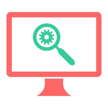 Büyüteçli laptop, vektör illüstrasyonu