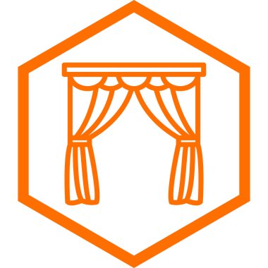 perde ikonu. beyaz üzerindeki perde vektör sembolünün düz çizimi.