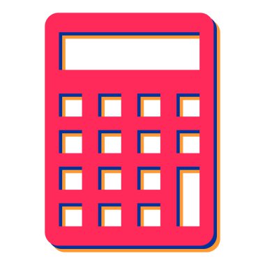 Hesap makinesi simgesi. Web için kırmızı matematik vektör simgelerinin düz çizimi