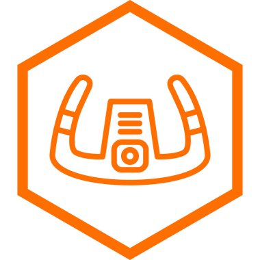 turuncu miğfer ikonu. Web için endüstriyel testere vektör simgelerinin ana hatları