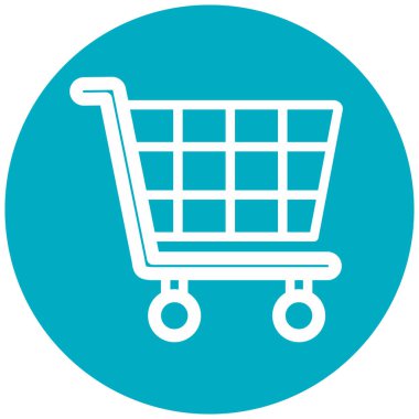 Alışveriş arabası ikonu. Web için mavi ve gri vektör simgelerinin basit çizimi