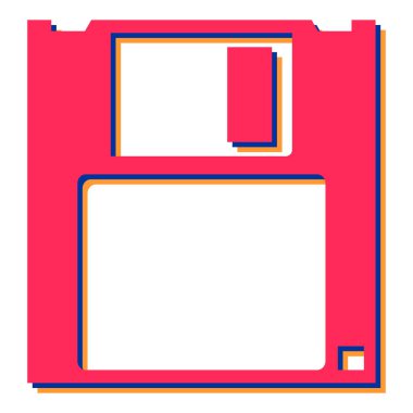 Disket simgesi. Düz renk çizimi. vektör grafiği