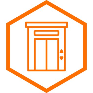 Ev binası ikonu. Ağ için kapı vektör simgelerinin özet çizimi