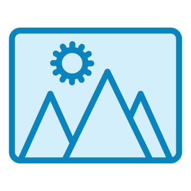 güzel manzara fotoğrafı ikonu, vektör illüstrasyonu