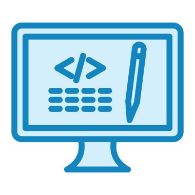 Kod simgesi vektörünü düzenle. İnce çizgi işareti. izole edilmiş sınır sembolü çizimi