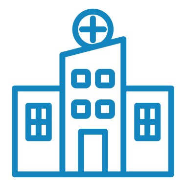 Hastane binası ikonu. Web için tıbbi klinik vektör çizgisi simgelerinin basit çizimi