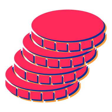 Kırmızı ve beyaz yuvarlak namlulu ikon arka planda izole edilmiş. 3d illüstrasyon