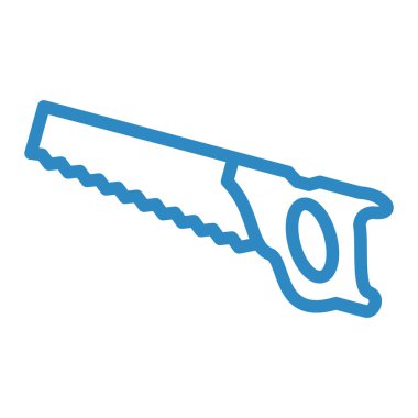 Testere simgesi vektörü. İnce çizgi işareti. izole edilmiş sınır sembolü çizimi