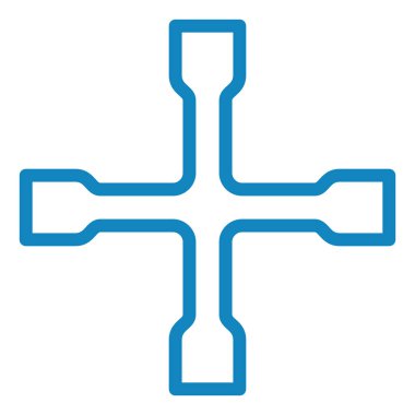 Çapraz tekerlek anahtarı simgesi, vektör illüstrasyonu basit tasarım 