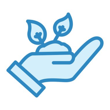 Moda stili izole edilmiş vektör illüstrasyonunda bir bitki simgesini tutan 