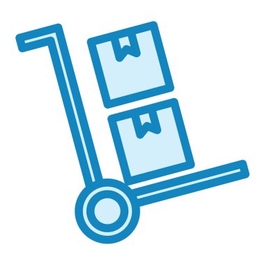 Trolley ikon vektörü. Lojistik nakliye servisi tabelası. izole edilmiş sembol çizimi