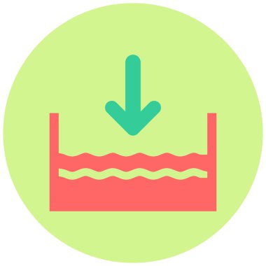 Deniz seviyesinin altında. Web simgesi basit illüstrasyon