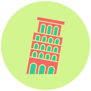 Pisa kulesi. Web simgesi basit illüstrasyon