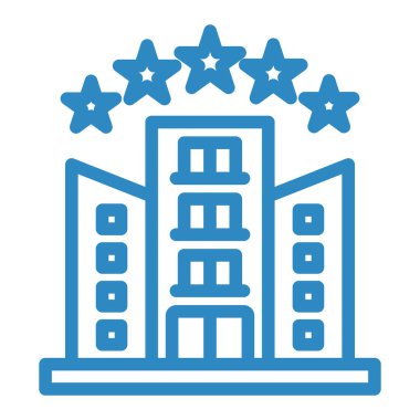 Otelde. Web simgesi vektör illüstrasyonu