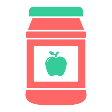 Elma reçeli ikonu. Beyaz arkaplanda izole edilmiş web tasarımı için reçel şişe vektör simgelerinin basit çizimi