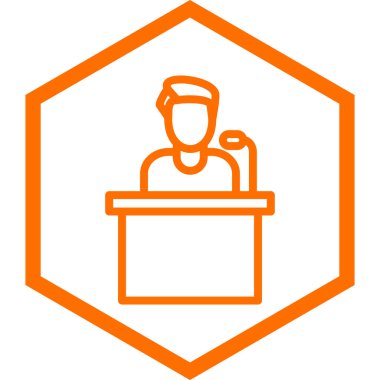 Konferans odası ikonu. Web için tribün vektör simgelerinin özet çizimi